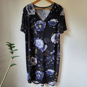 EUC CHRISTIAN SIRIANO V NECK FLORAL SHIRT DRESS SIZE XL
